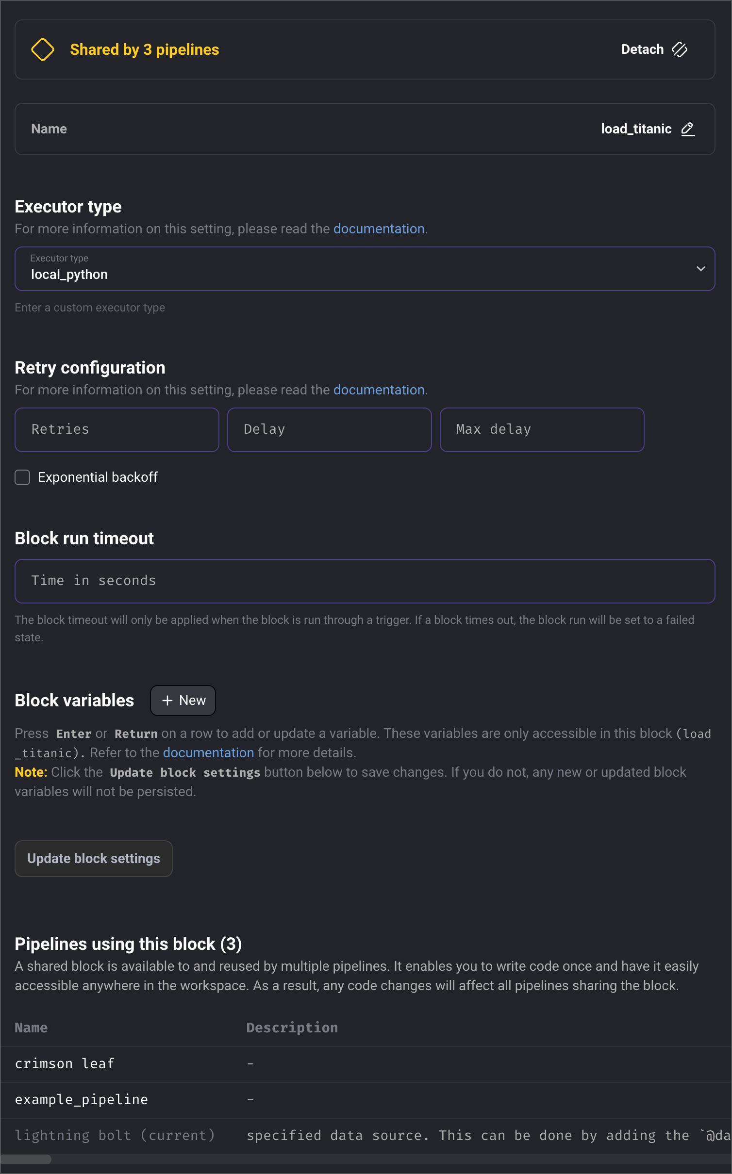Customize settings for every individual block.