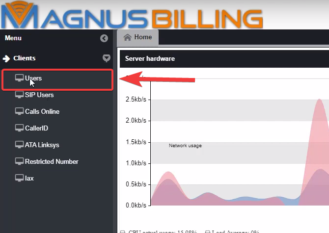 MagnusBilling Users menu