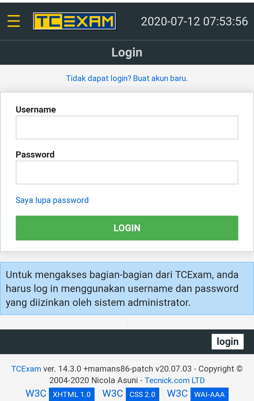 Login Page - Mobile View