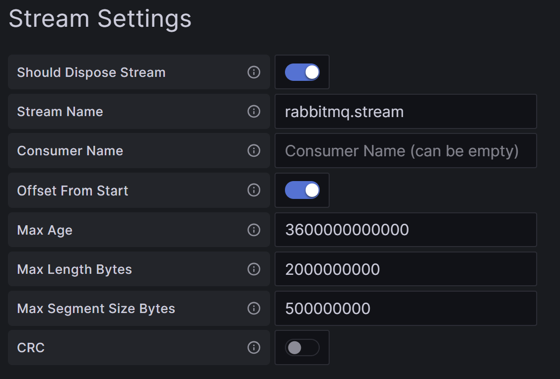 Stream Settings Section