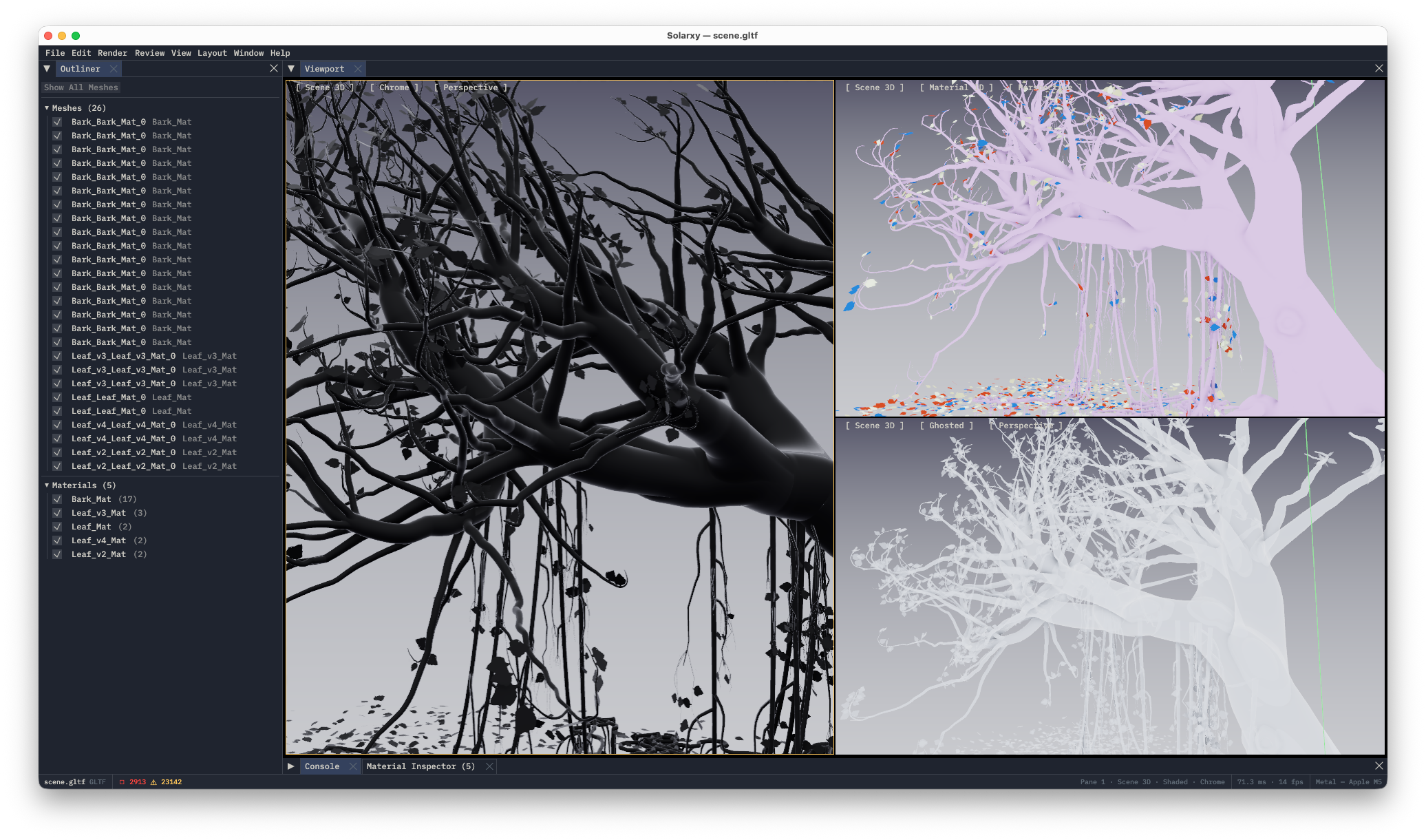 A single mesh isolated in the Outliner
