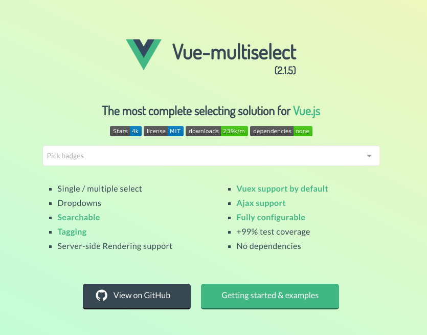 Vue-Multiselect Screen