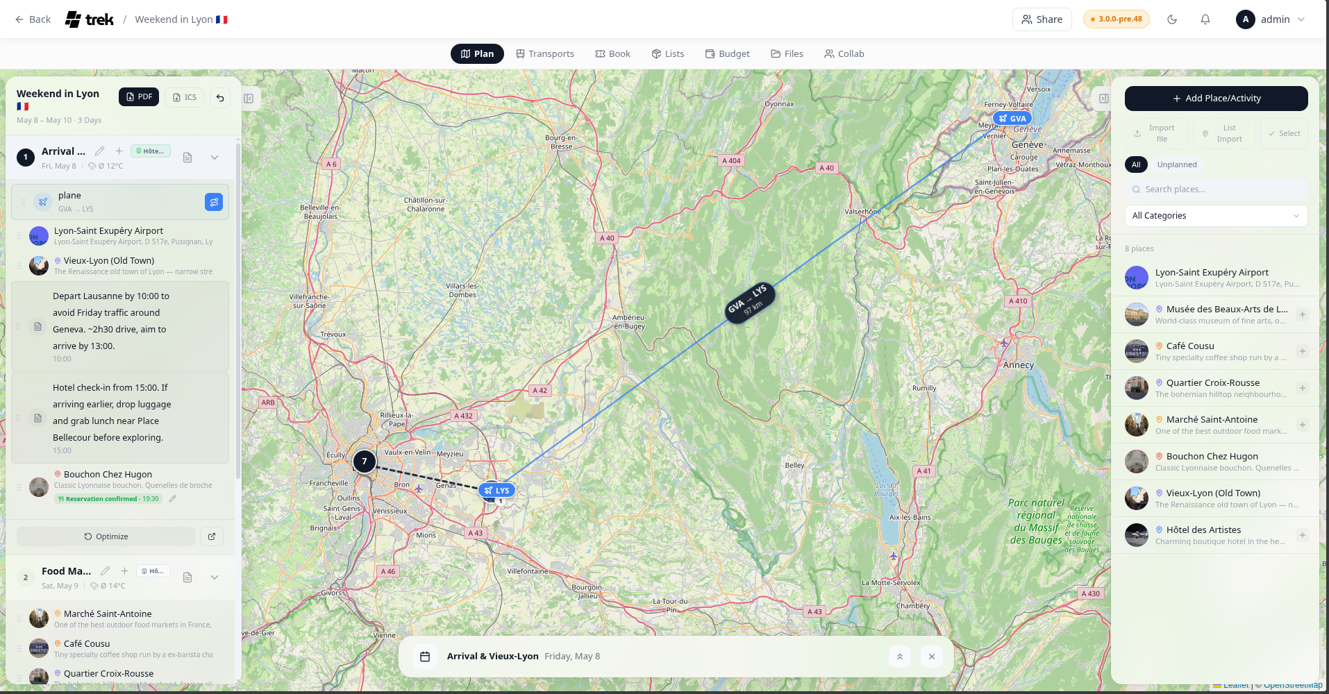 Trip Planner Map
