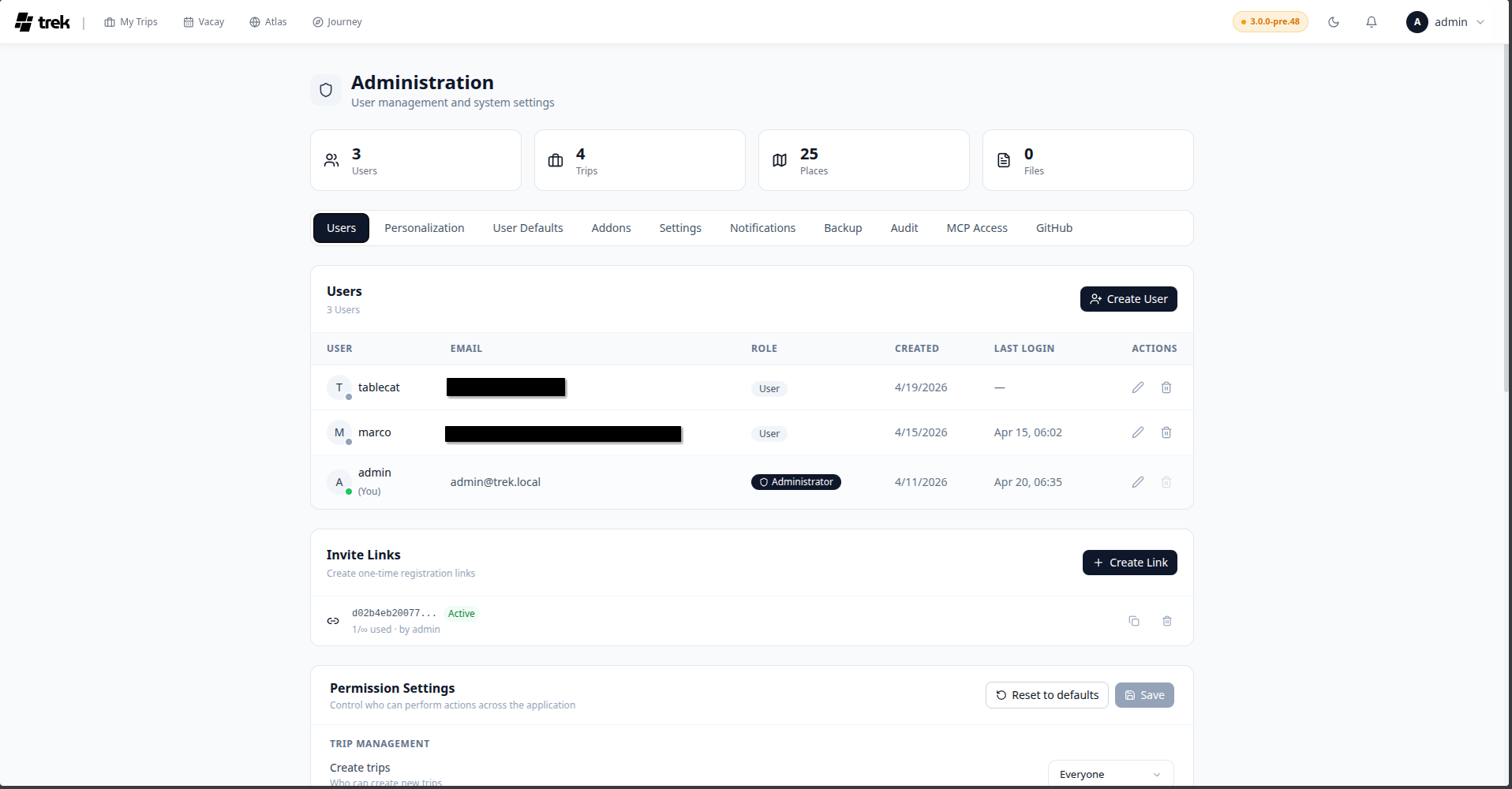 Users tab
