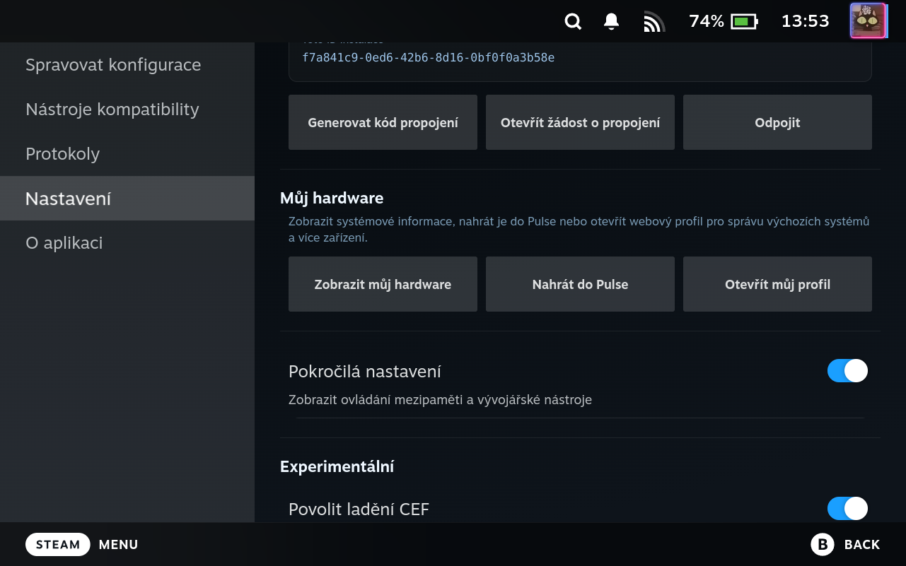 Settings Advanced Controls