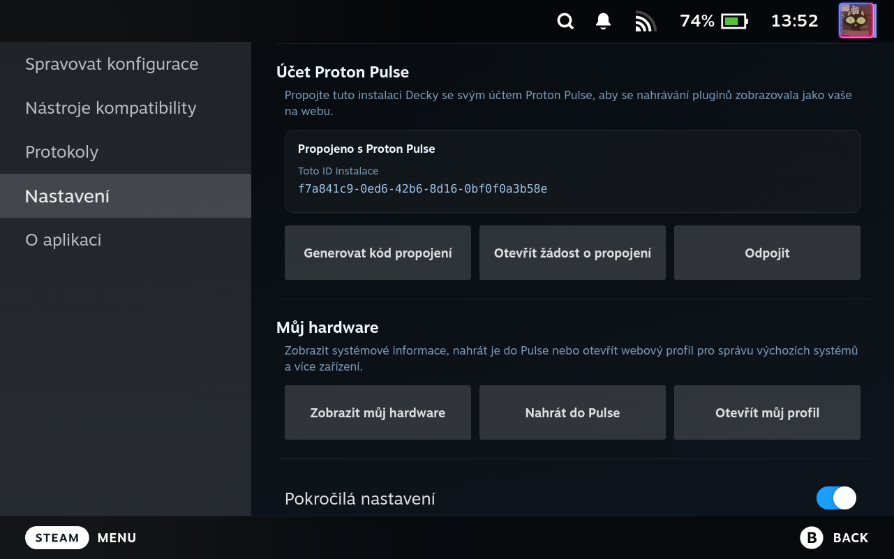 Settings My Hardware Section