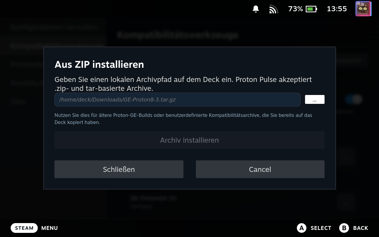 Compatibility Tools Install From ZIP