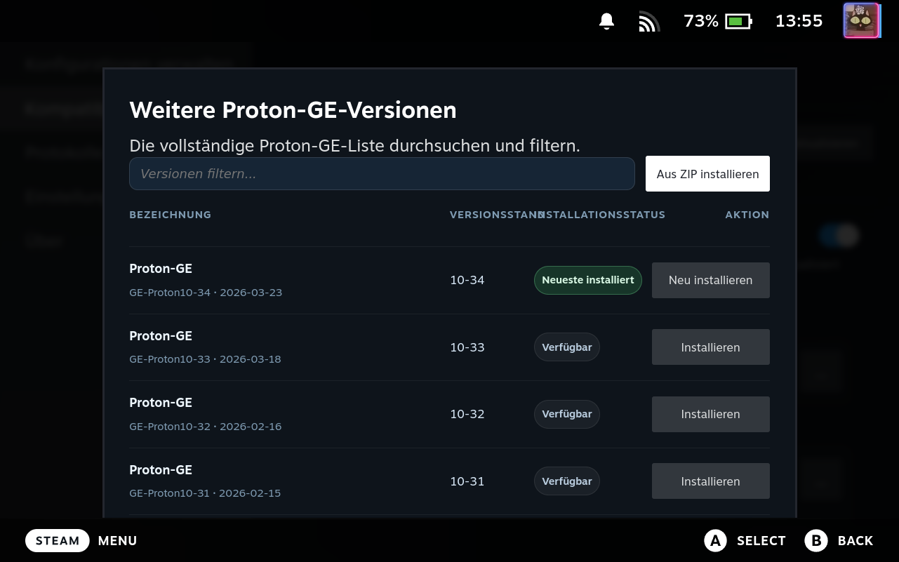 Compatibility Tools Release Picker