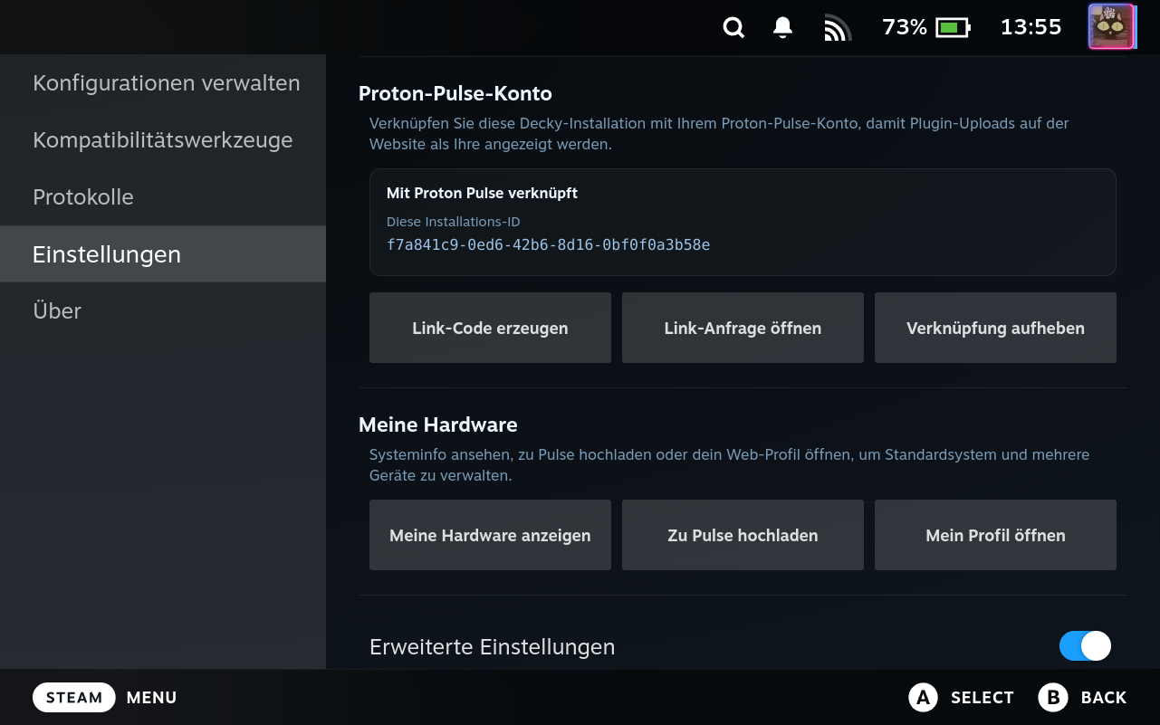 Settings My Hardware Section