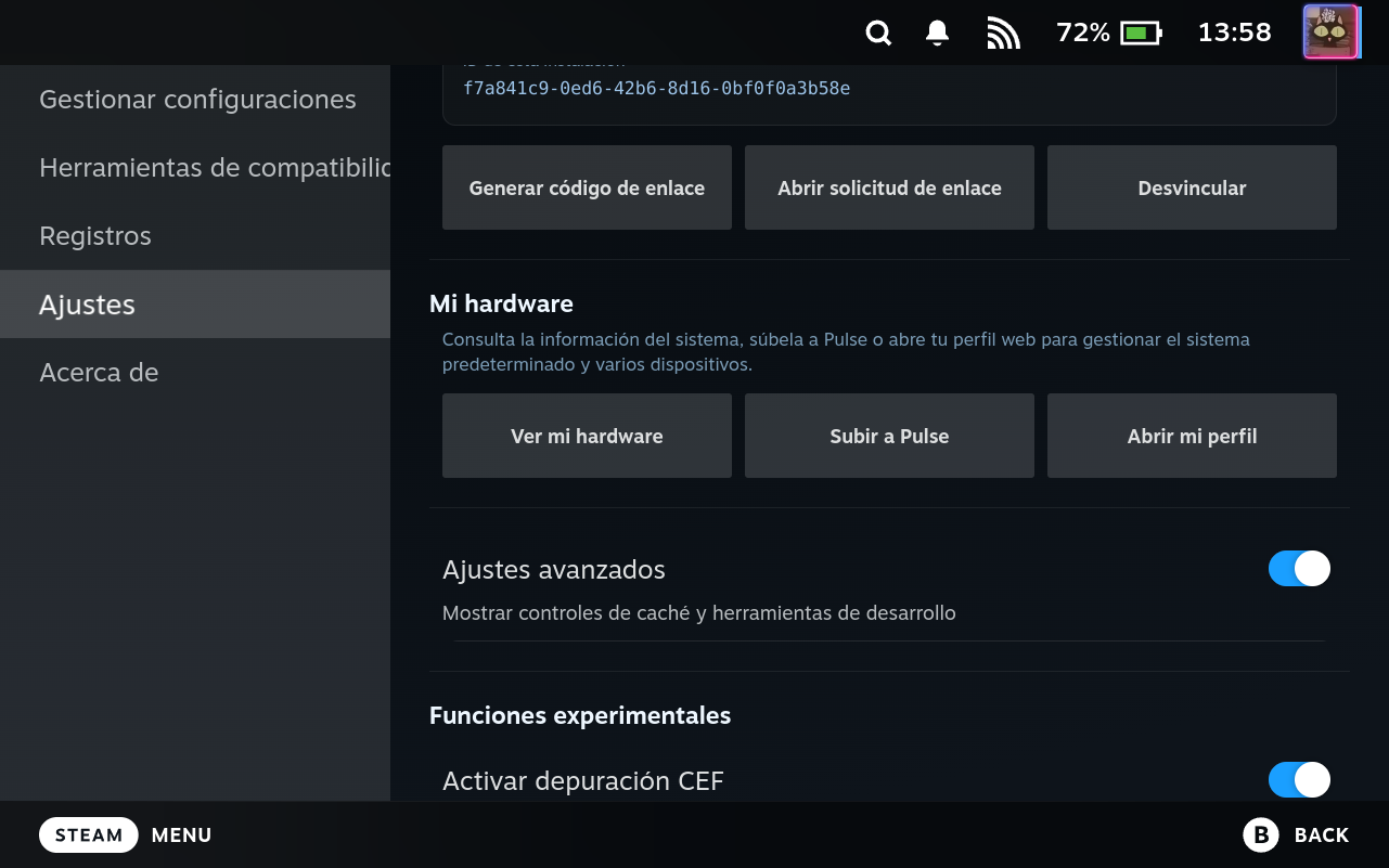 Settings Advanced Controls