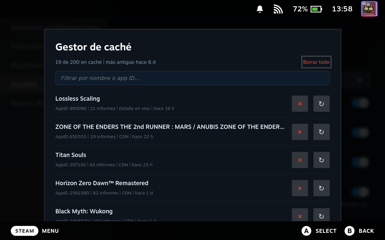 Cache Manager Modal