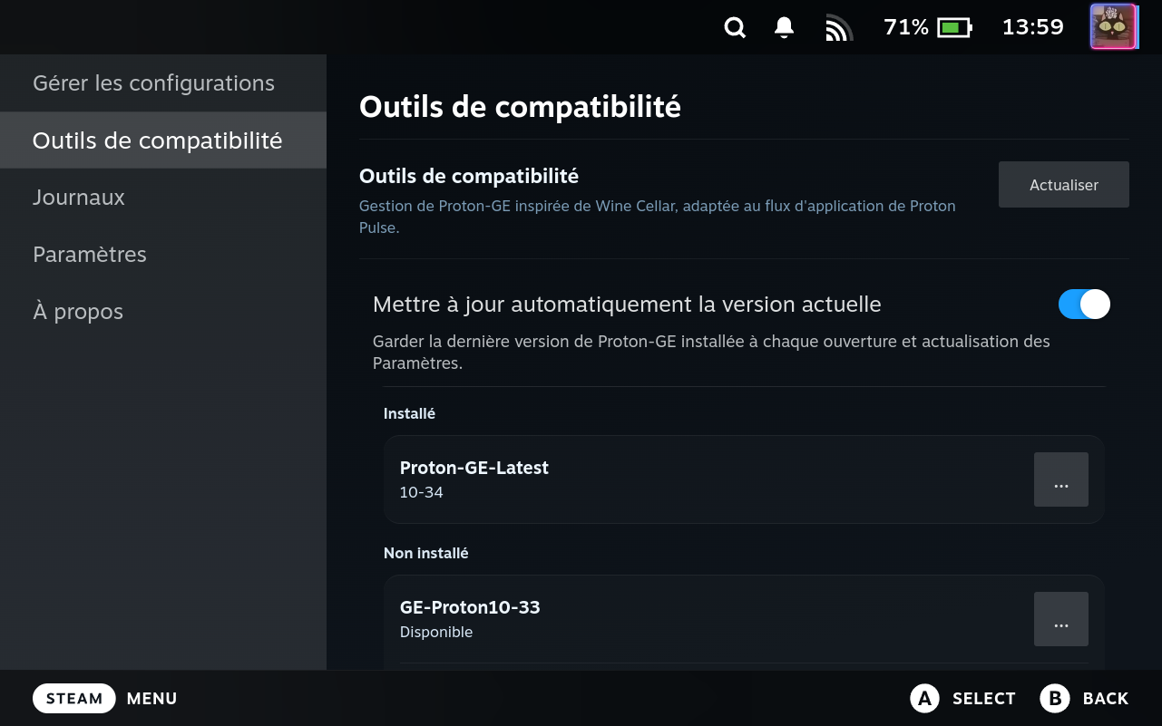 Compatibility Tools Tab
