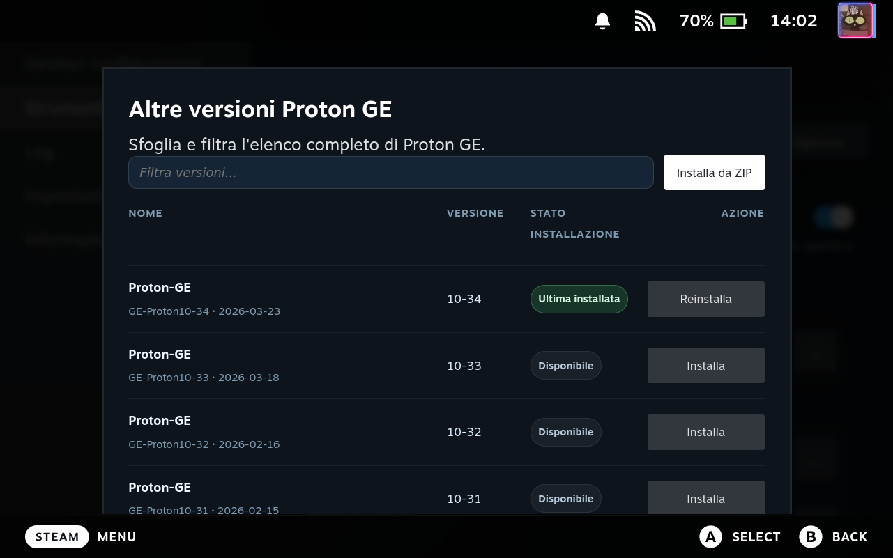 Compatibility Tools Release Picker