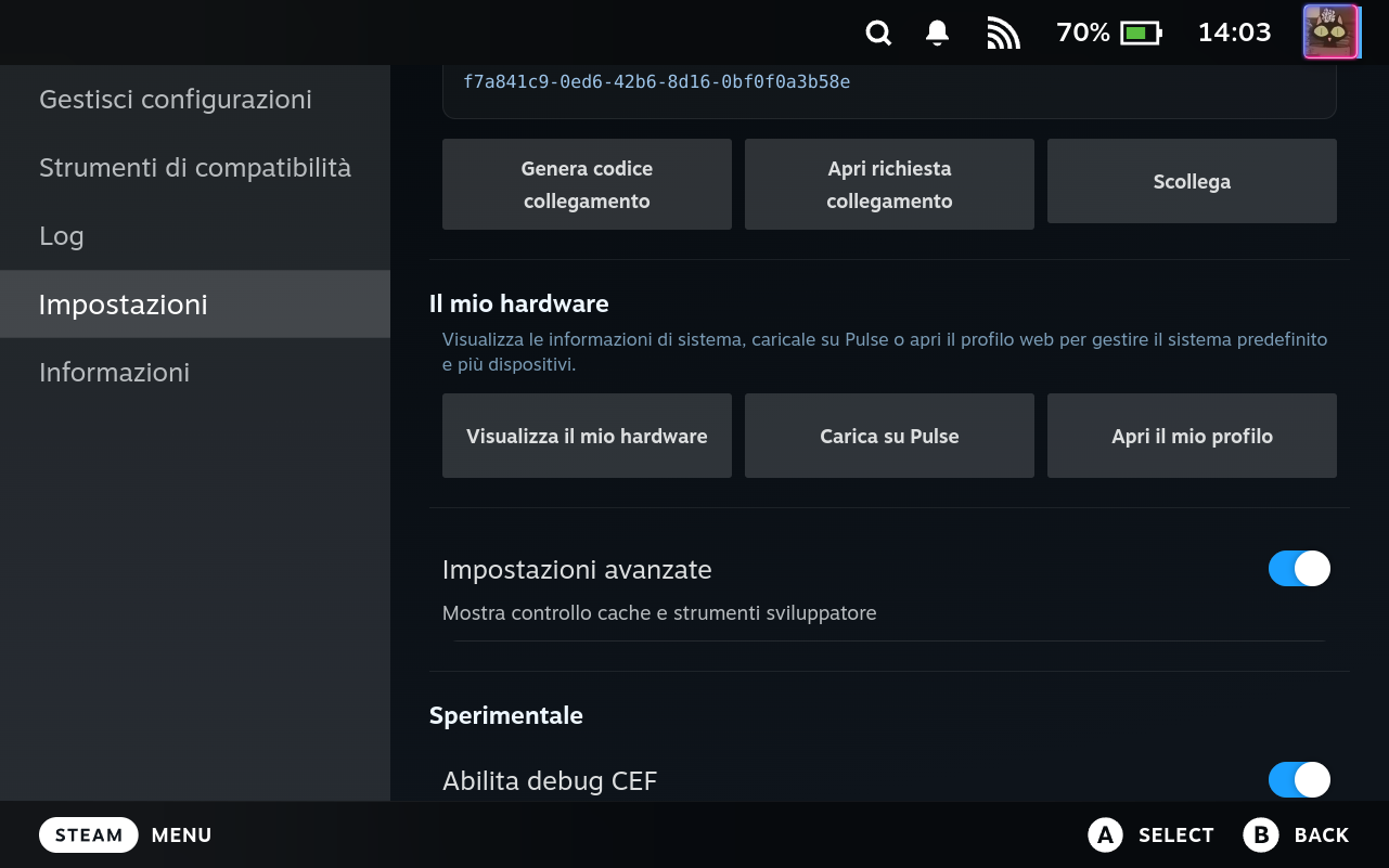 Settings Advanced Controls