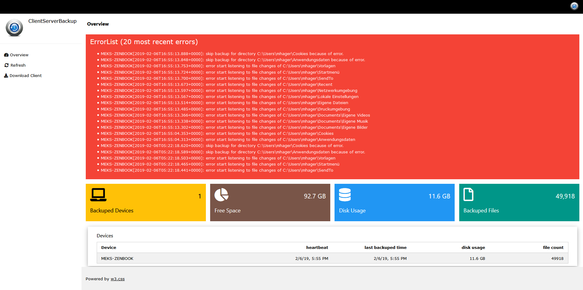 Admin Web-UI Screenshot