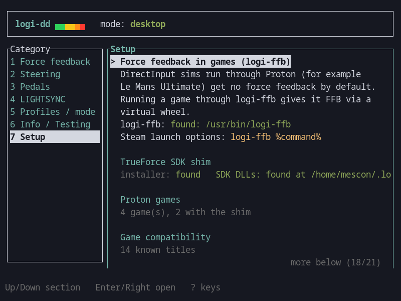 logi-dd Setup view