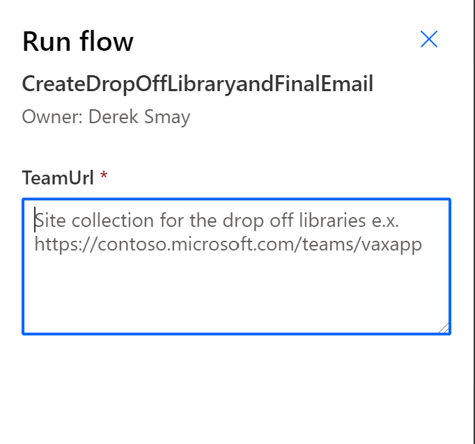 Run CreateDropOffLibraryandFinalEmail Flow
