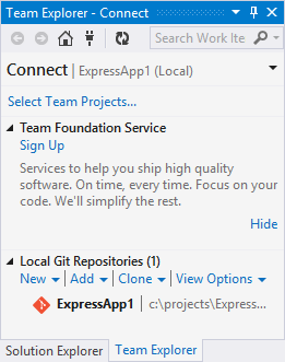 Team Explorer Local Git Repositories