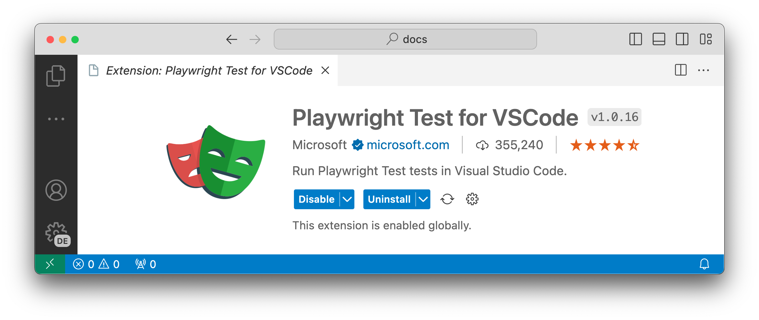 VS Code extension for Playwright