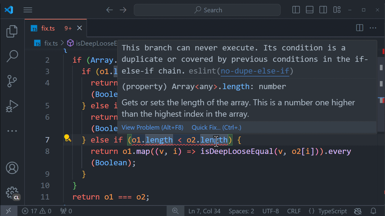 Using /fix in VS Code