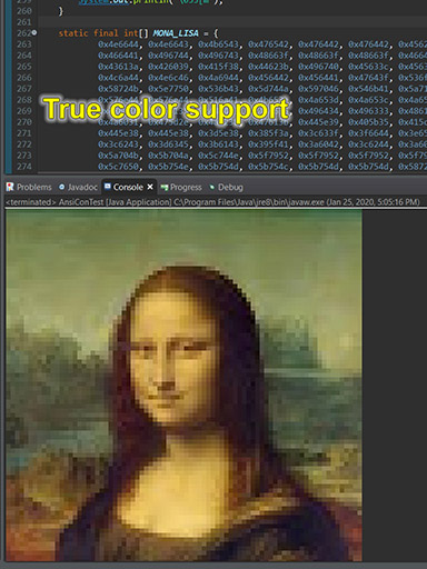Output showing a true-color rendering of Mona Lisa