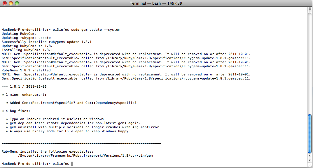 Updating rubygems