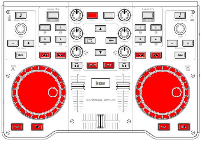 Hercules DJ Control MP3 e2, USB PC DJ Controller