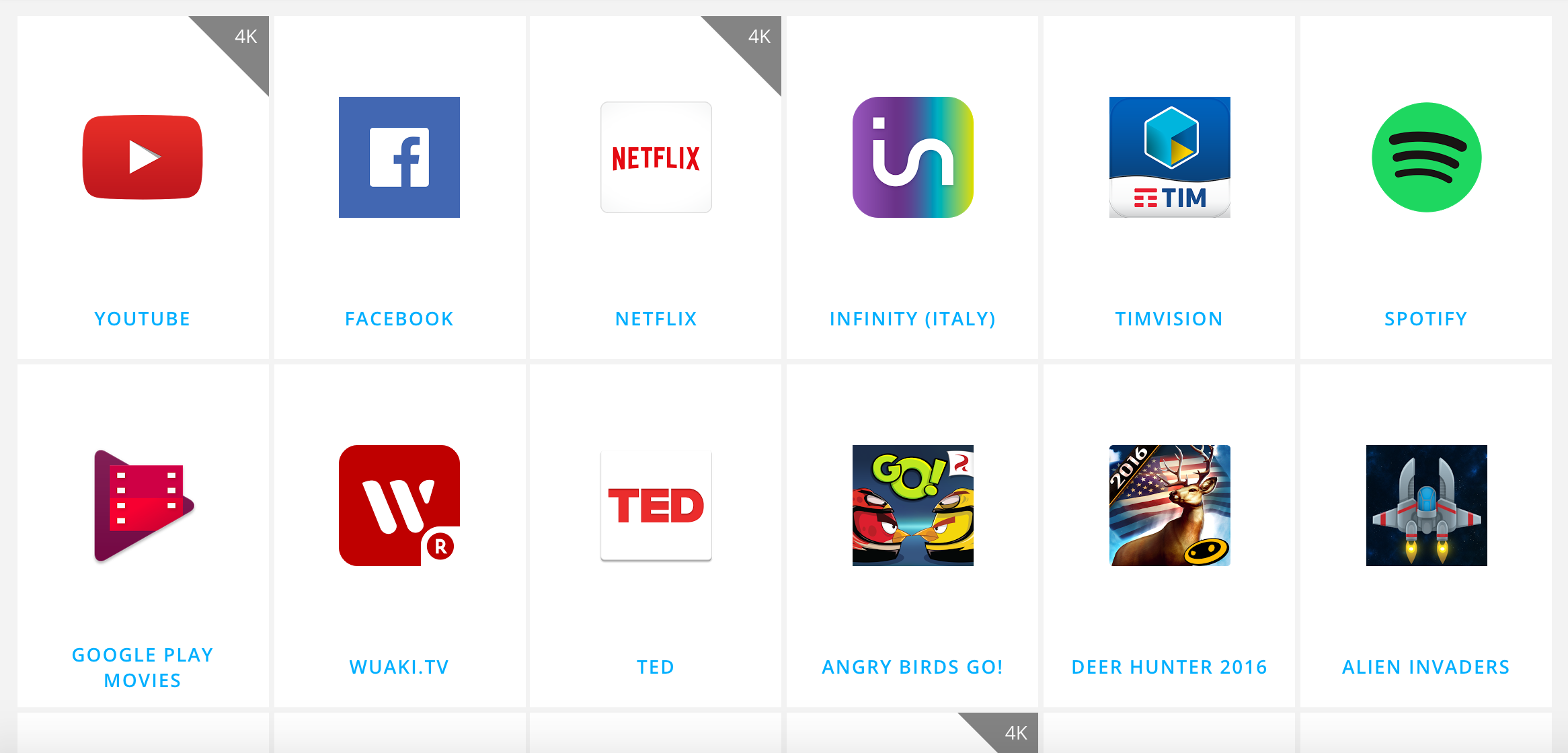 Alcuni dei servizi e app compatibili con il Chromecast