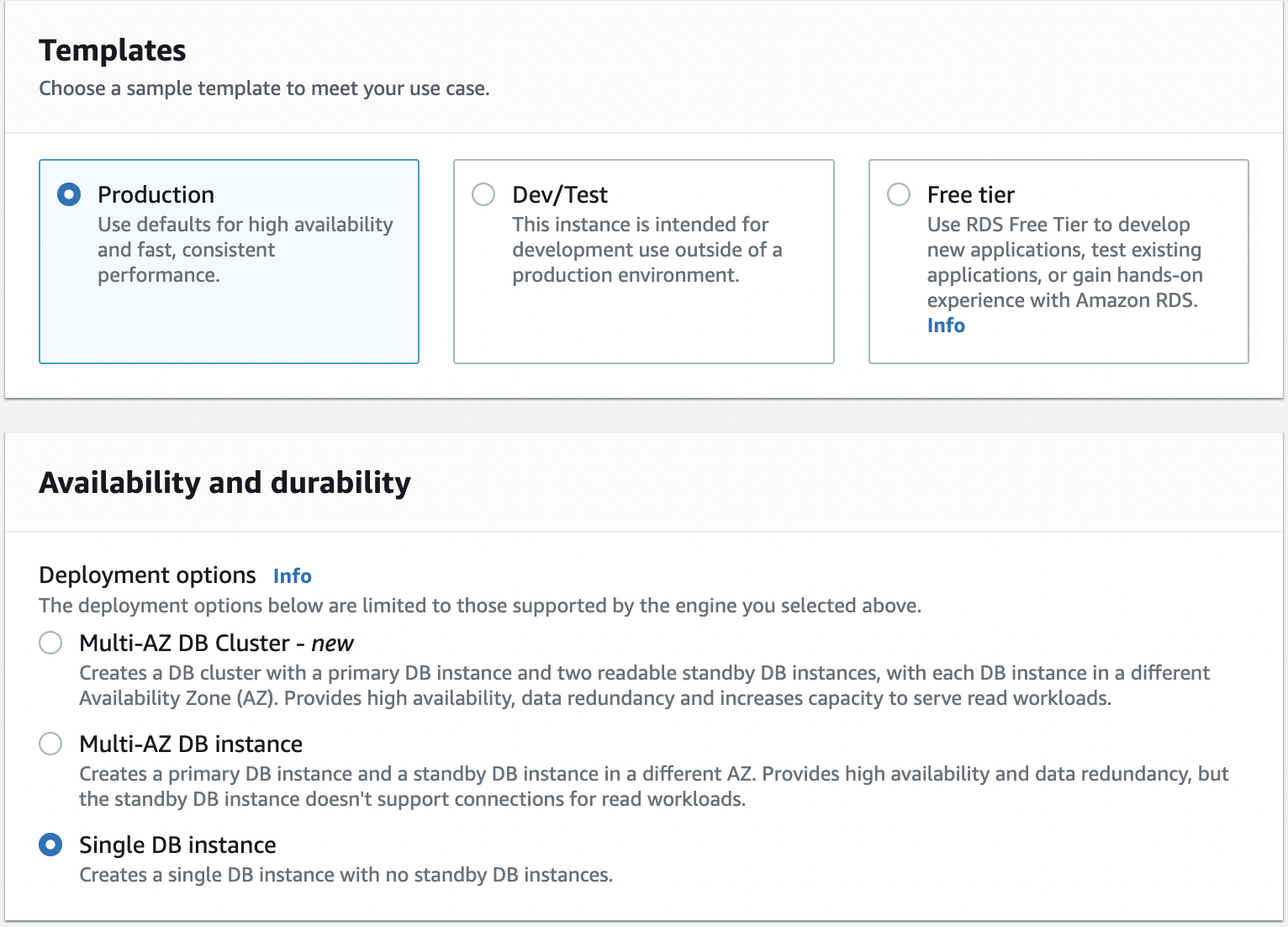 RDS templates