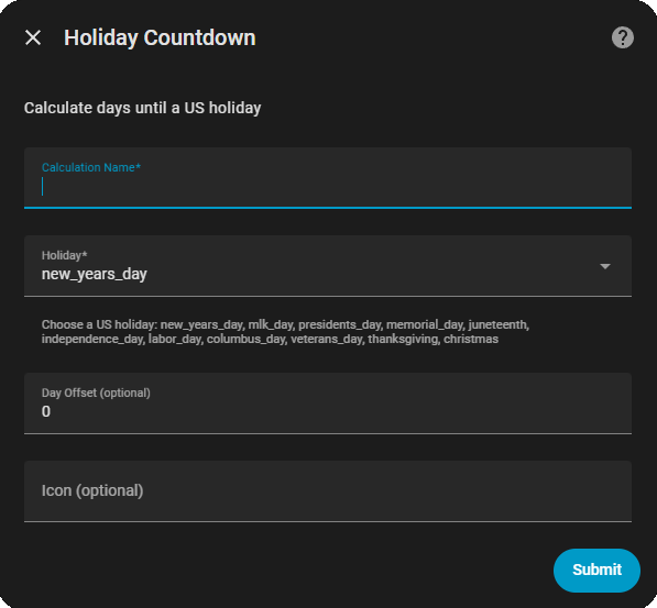 Add Holiday Countdown
