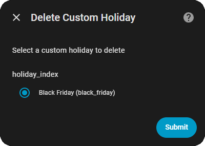 Delete Custom Holiday