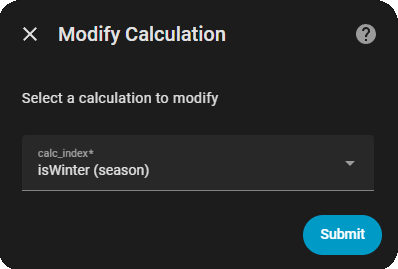 Modify Calculation Selection
