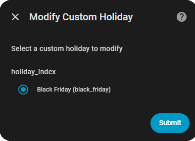 Modify Custom Holiday