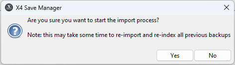 import backups confirmation