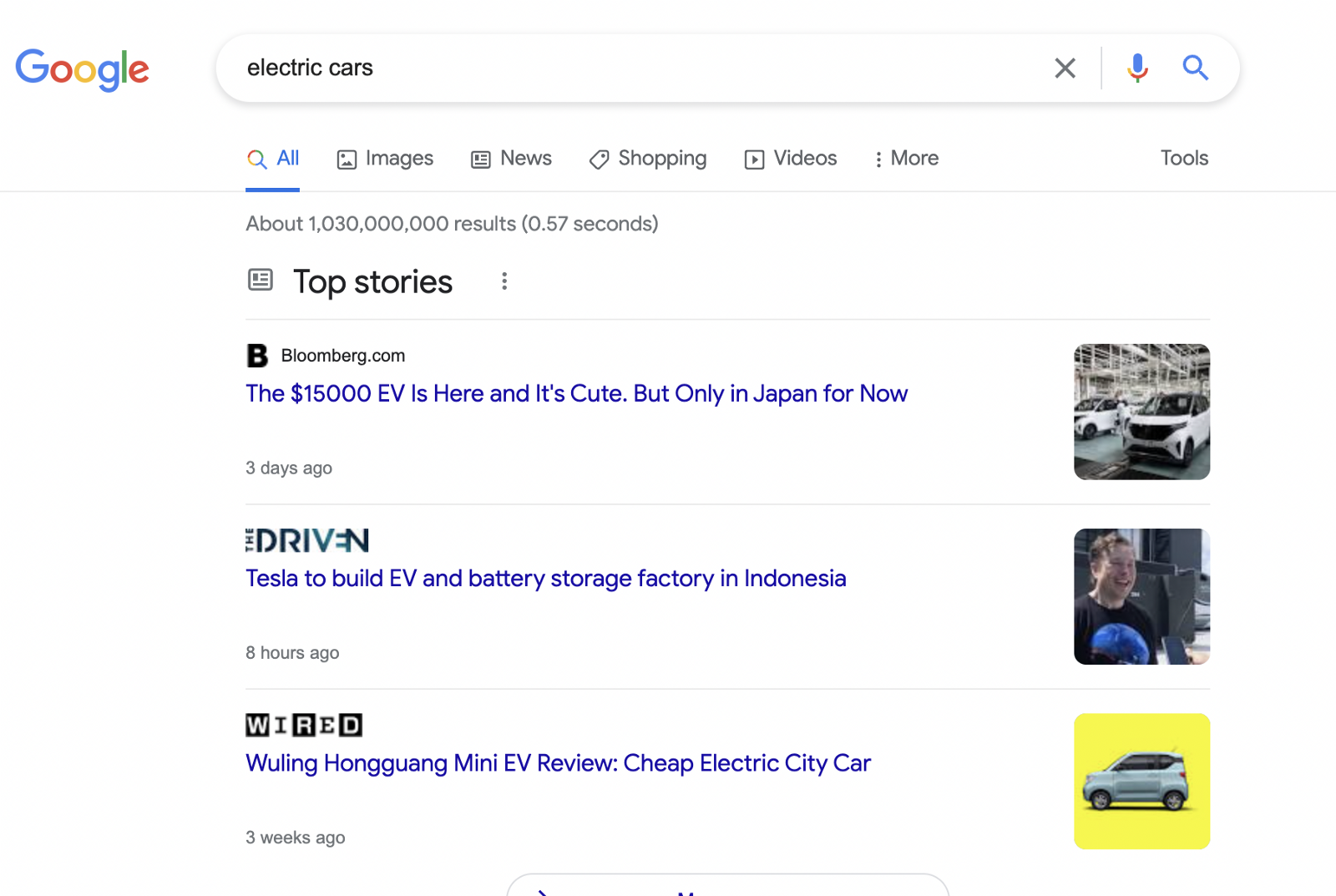 Search "electric car"