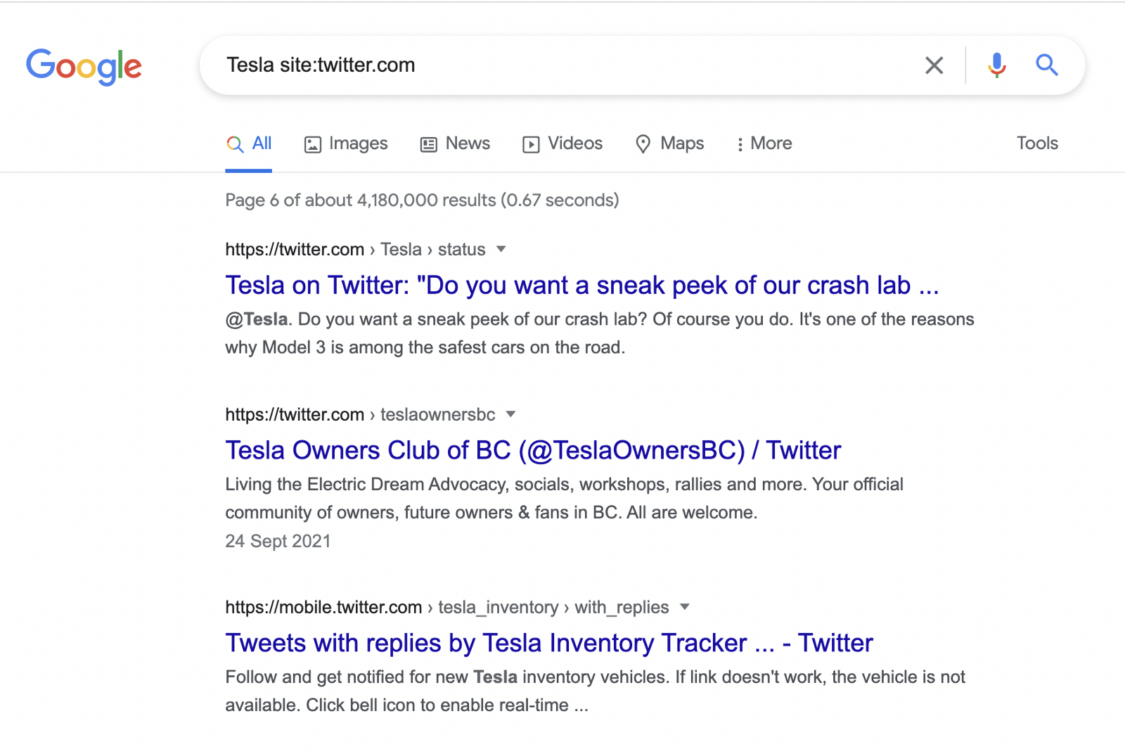 "Tesla" on Twitter
