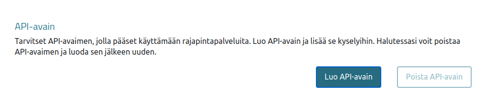 Kuva 1: API-avaimen luominen