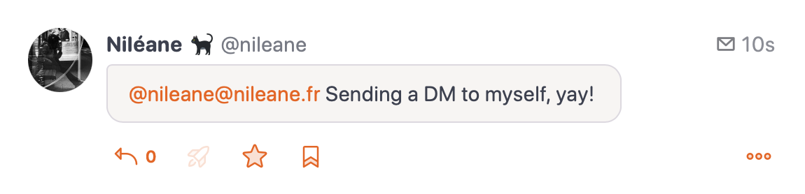 with Tangerine UI, DMs have a distinct speech bubble look.