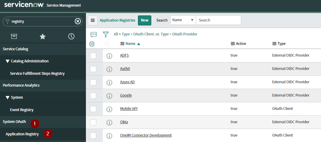 Application registry