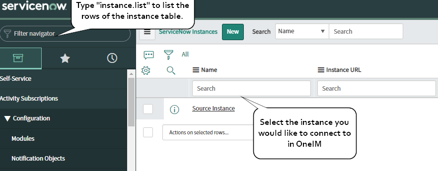 Listing instances in the ServiceNow database