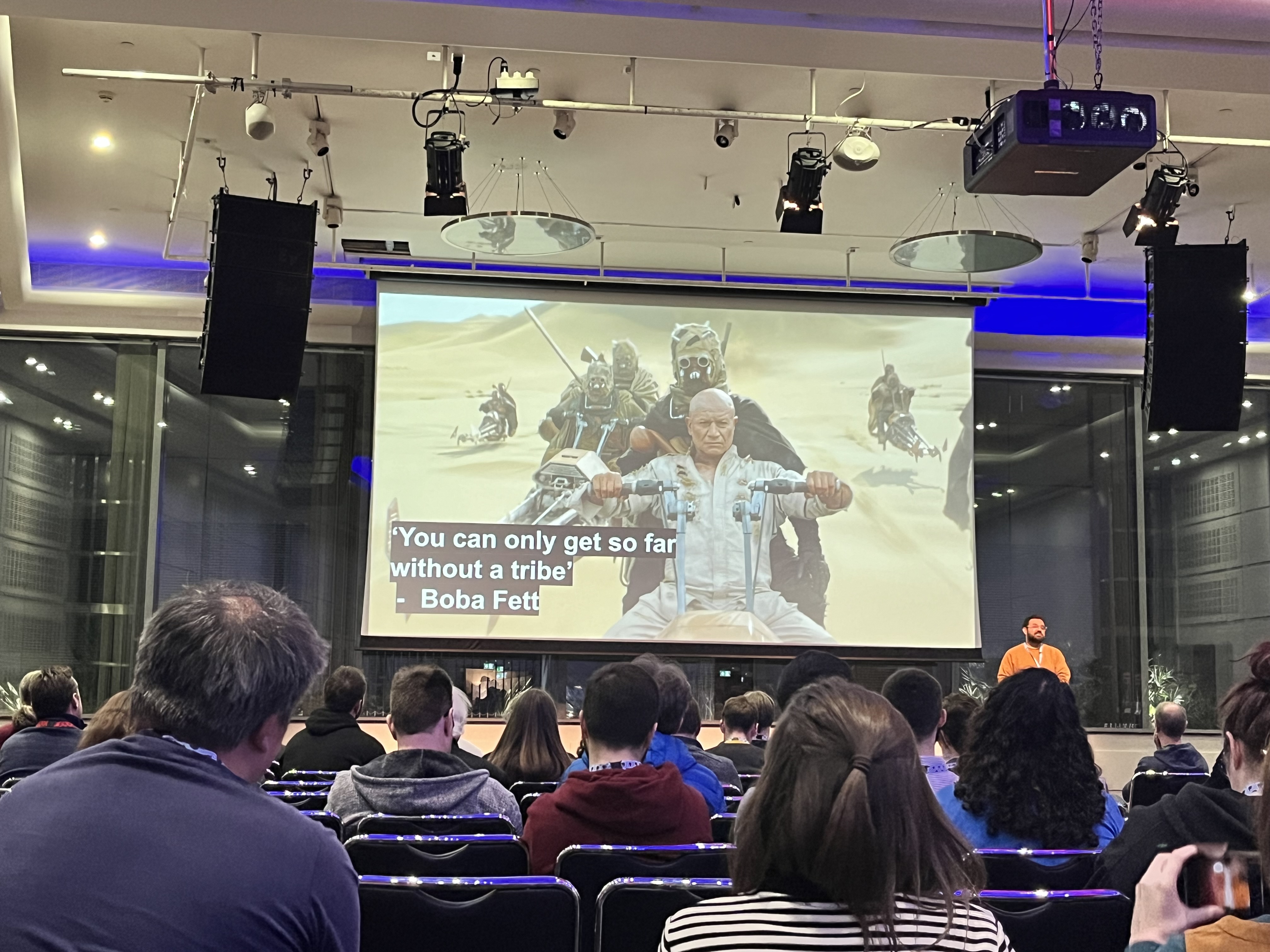 screen showing “you can only get so far without a tribe” – an important takeaway from the event