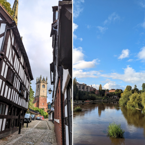 Shrewsbury buildings and the River Severn