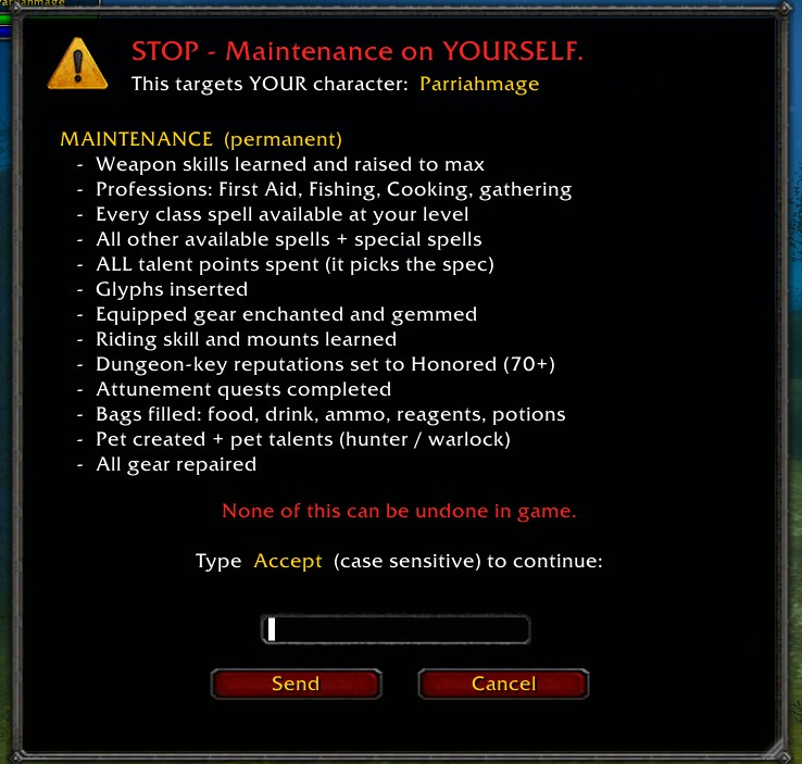 Maintenance warning