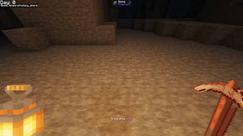 1x1 mode: no custom outline, just vanilla's own block-targeting box