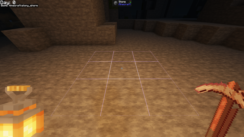 3x3 mode: amethyst preview outline covering the plane