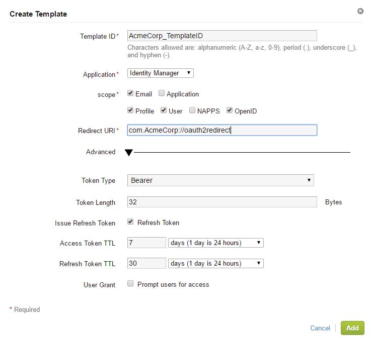 App Template Creation