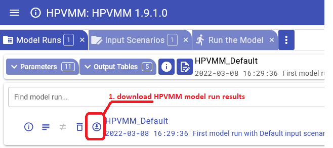 Download upstream model run results