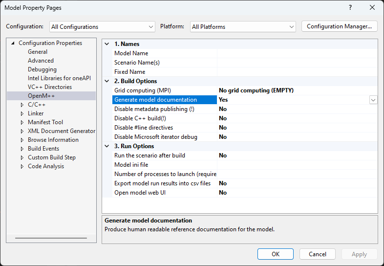 Model property page in Visual Studio