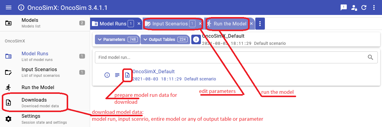 OpenM++ UI: model runs