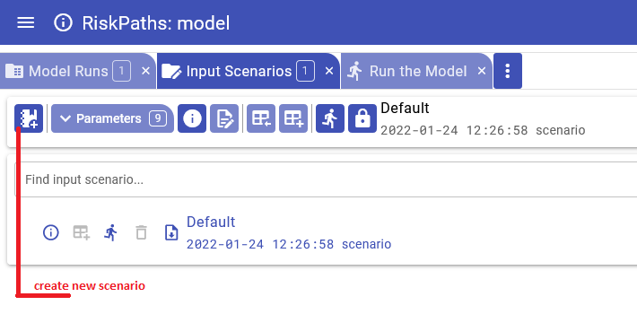 OpenM++ UI: Create new scenario button